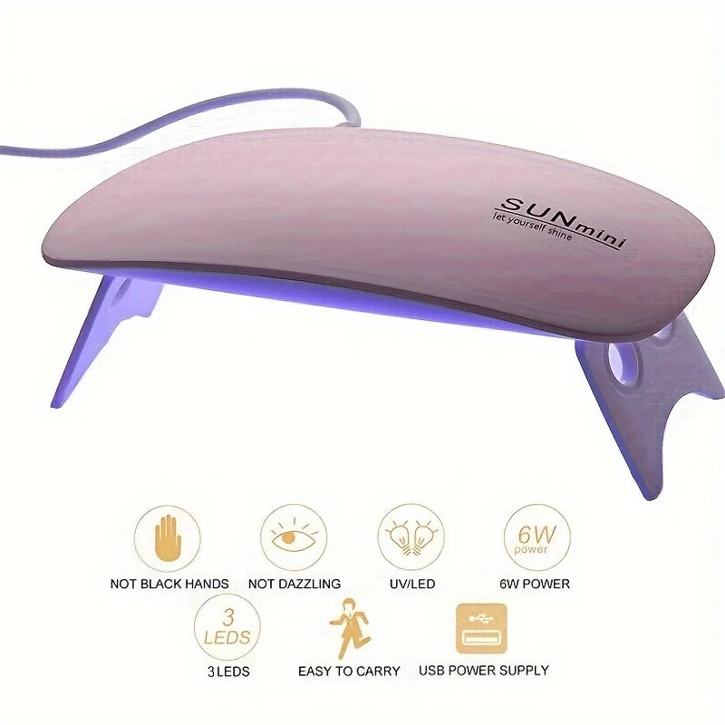 Mini Nail Polish Glue Drying Baking Lamp USB Interface Folding Mouse Lamp Small Nail Lamp