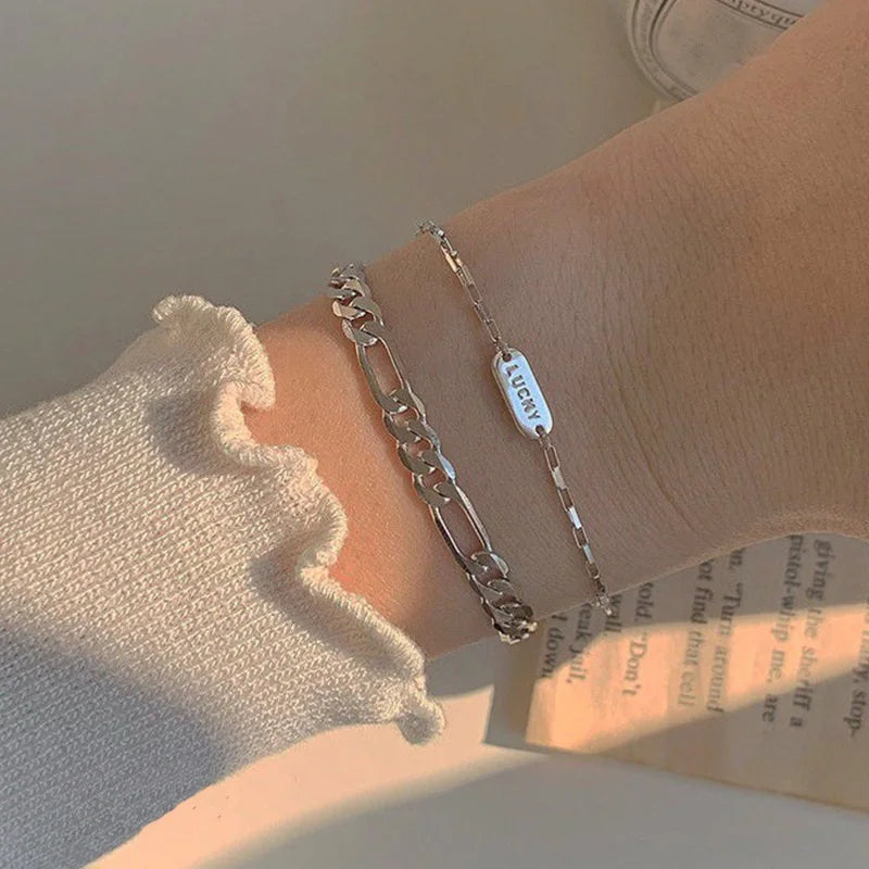 Harajuku Crystal Star Pentagram Pearl Beaded Bracelet for Women Vintage Aesthetic Charm Double Layer Chain Bracelet Jewelry Gift