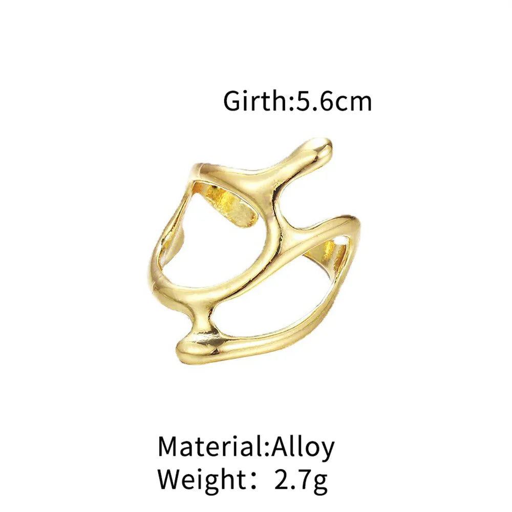 Creative Geometric Irregular Melt Metal Open Rings for Women Teens Gold ColorSilver Color Hollow Cool Punk Finger Ring Jewelry