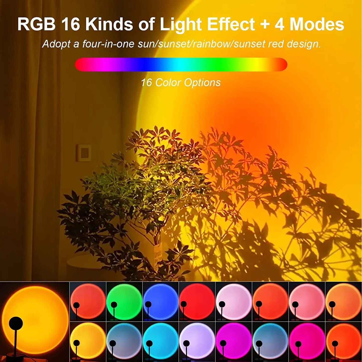 LED Sunset Lamp Nightlights USB Projector Birthday Party Decoration Mood Lights For Bedroom Living Room Wall Photography